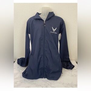 Holloway Mens XL Full Zip Up Windbreaker U.S Air Force Blue Lined Jacket I​​​​​​